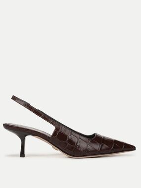 New Veronica Beard Cashel Slingback Heel Croc-Embossed Leather Sz 10